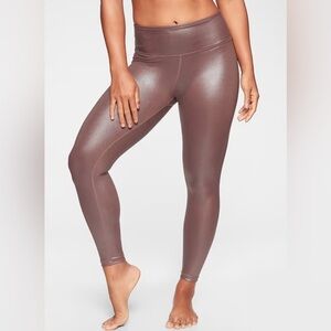 Athleta shimmery tights leggings in powervita for women Sz medium activewear